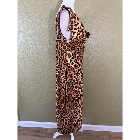 Lady De Couture Women's 2X Wrap Front Leopard Print Midi Brown Vintage Mobwife - Picture 3 of 6